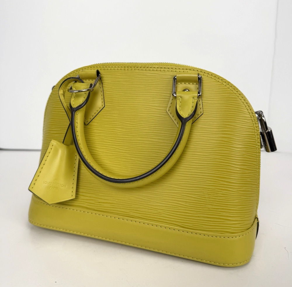 Louis Vuitton Alma BB Handbag in Yellow Epi Leather Silver-T Hardware 2014 S21